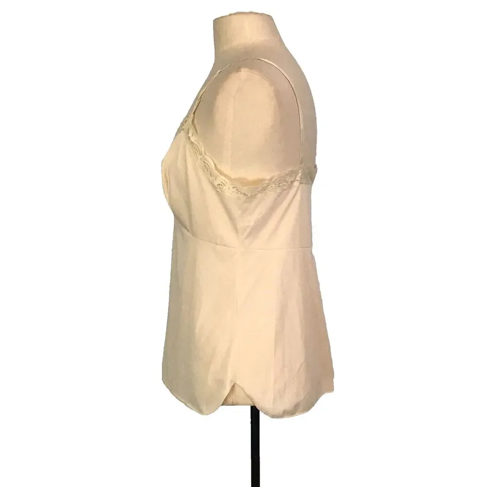 Shadowline Vintage Womens White Cream Camisole Top,‎ Lace, bust 38, Adjustable